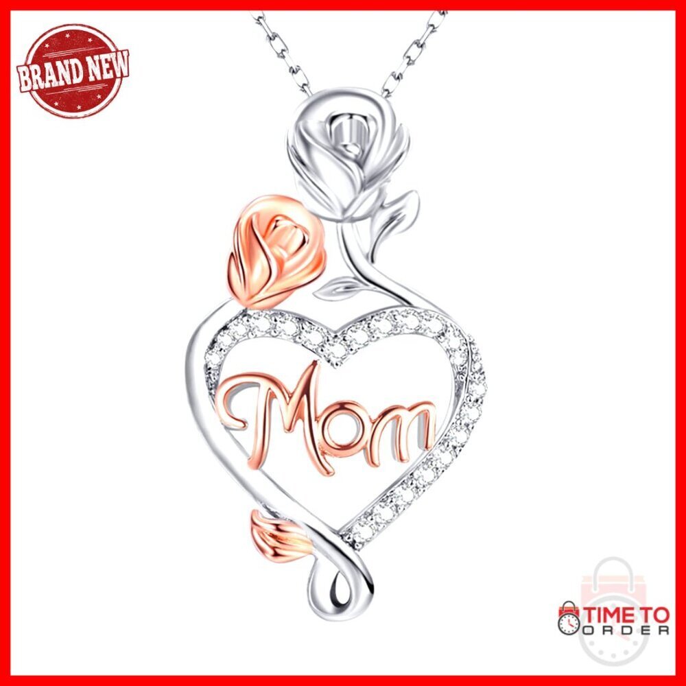 Sterling Silver Rose Infinity Necklace, 18" Chain, Hypoallergenic Gift